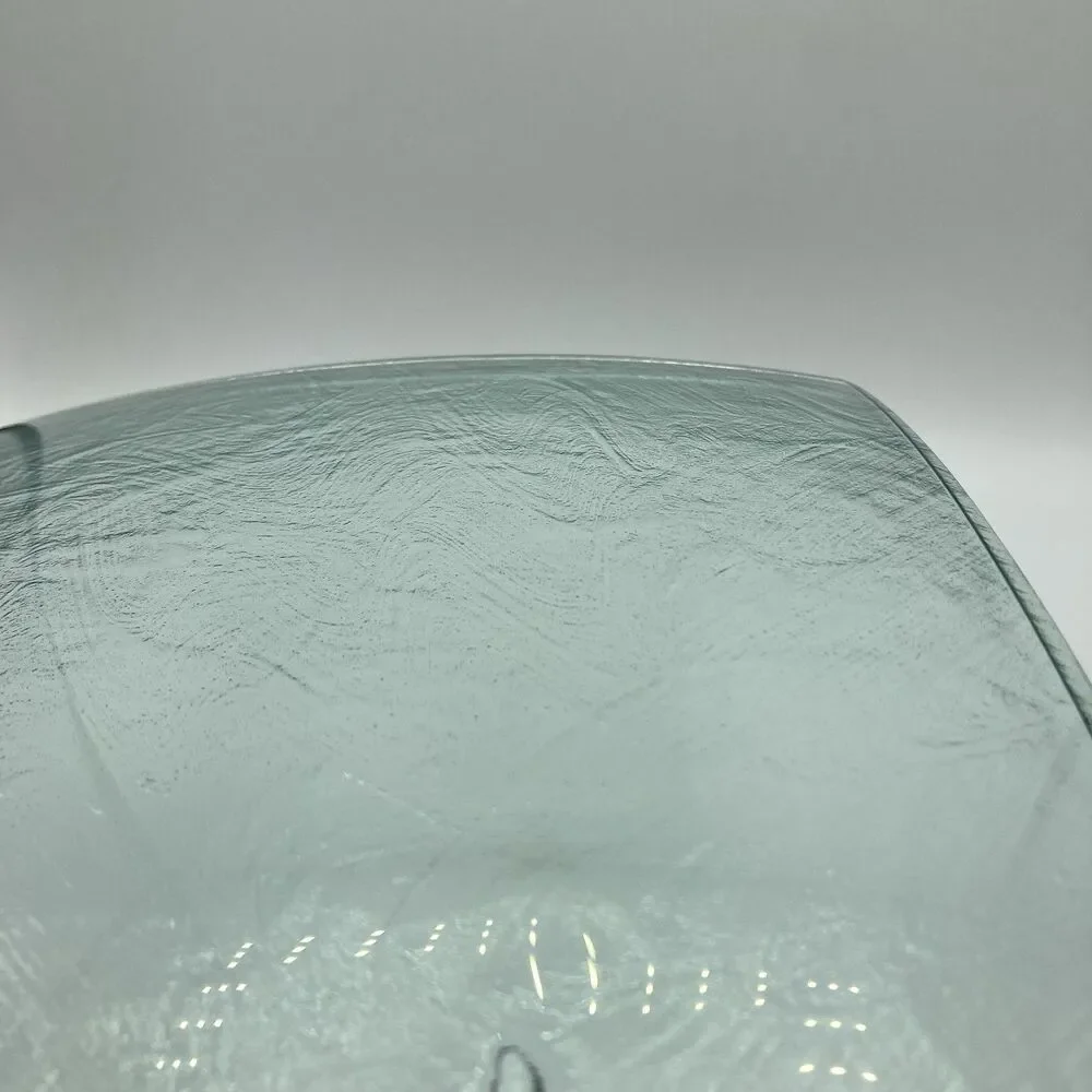 Vintage Annieglass Slab Platter Tray Modernist Art Glass Signed Green 8” Square
